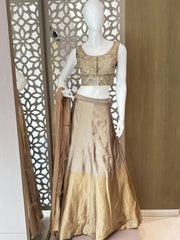 Metallic Gold & Champagne Hand-Embellished Lehenga Set