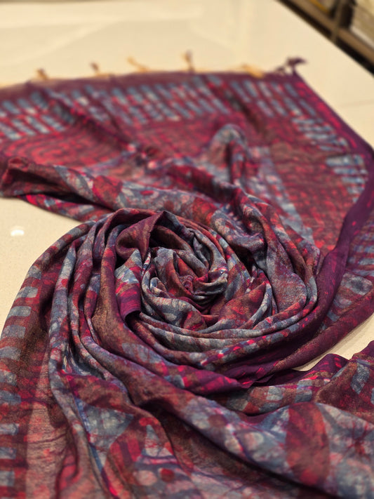 PRINTED CHANDERI SILK DUPATTA
