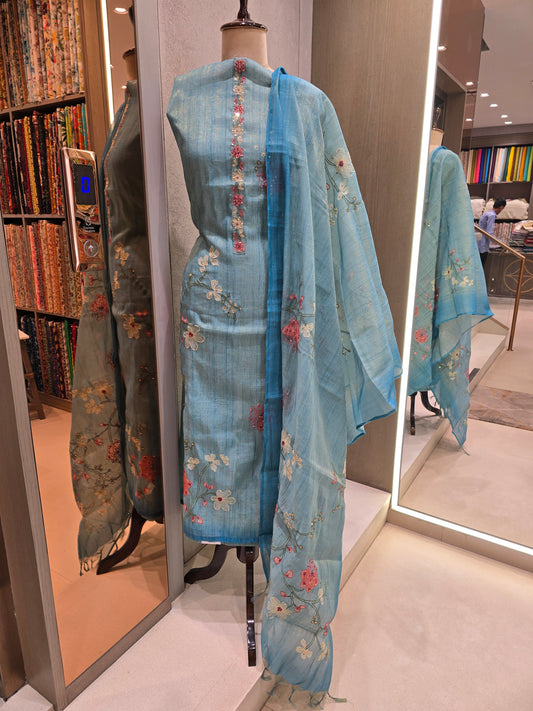 Chanderi Silk Dress Material With Fancy Dupatta