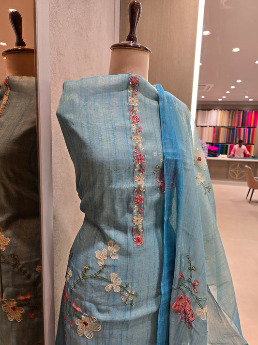 Chanderi Silk Dress Material With Fancy Dupatta